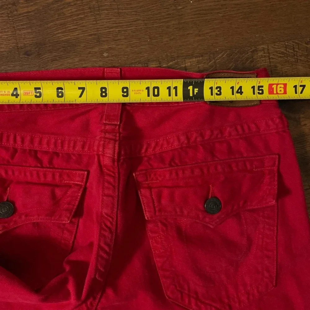 True Religion Ricky Relaxed Straight Mens 31 Red Streetwear Flap Pocket Jeans